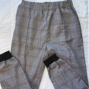 Plaid high waisted trousers, L
